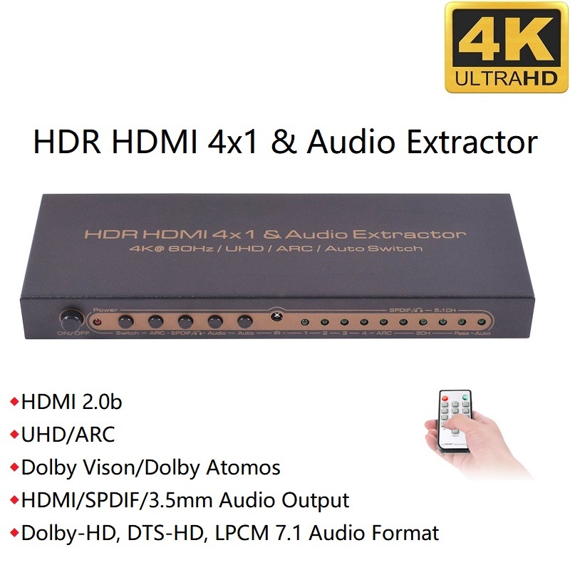 Surround Sound Decoder - HDMI Switch 4x1 4Kx2K 60Hz SPDIF