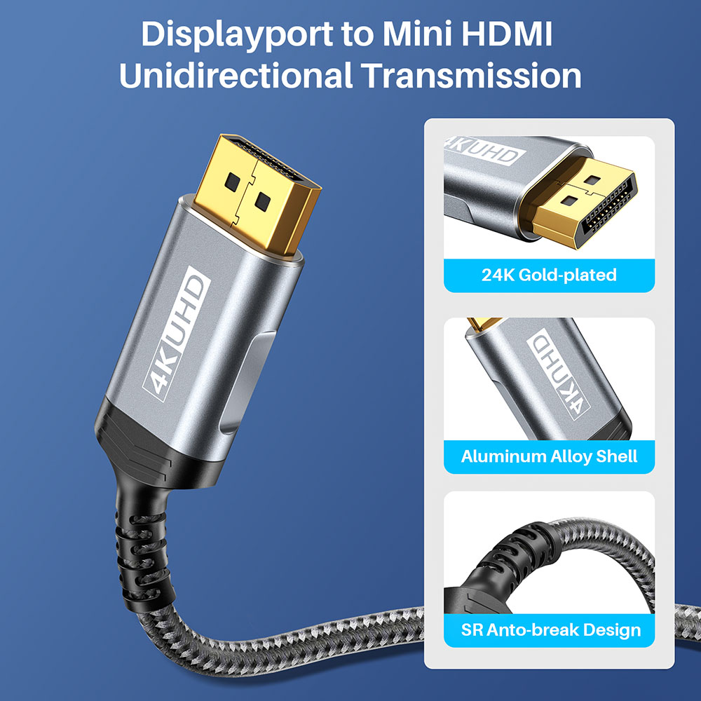 DisplayPort To Mini HDMI Cable - Home Cinema Projector 4K 评论和价格