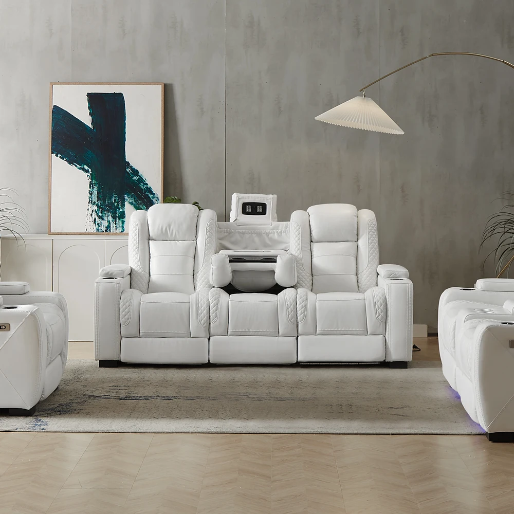 Luxury Power Recliner White Le - Home Cinema Recliners 评论和价格